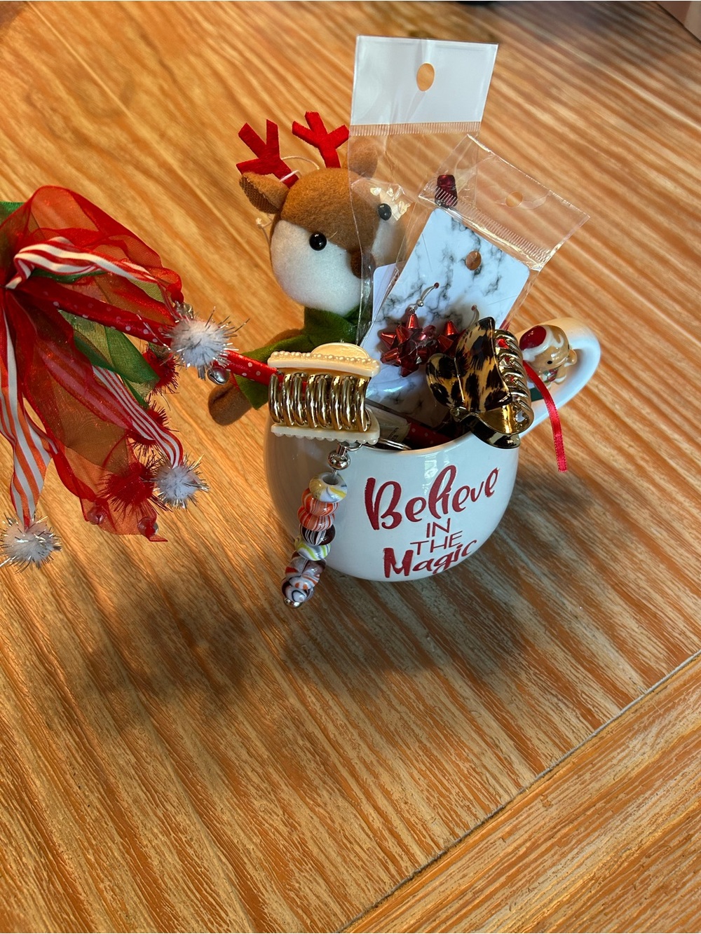 Believe in the Magic Red and White Holiday Mug Gift Accent